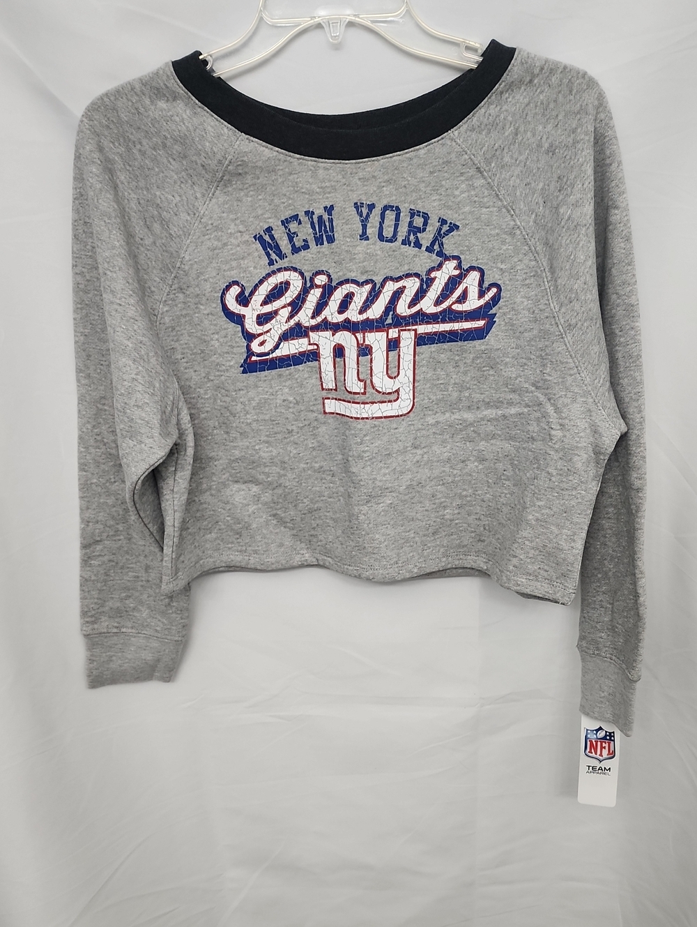 NFL Girls Size Medium (7/8) Gray Cropped New York Giants Sweatshirt New With Tag